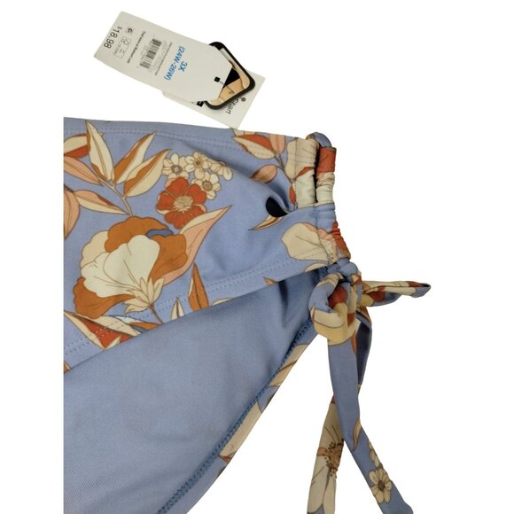 Time and Tru Womens 3XL Dusty Blue Vintage Petal Mid Rise Side Tie Bikini Bottom - Picture 4 of 6